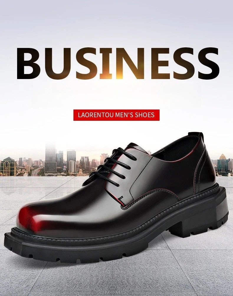 British Thick-soled Formal Leather Shoes Men Spring Autumn Lace Designer Platform Shoes Male Fashion Business Casual Shoe Man