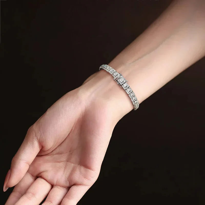 D VVS1 Moissanite Tennis Bracelet GRA Certified Lab Diamond 925 Sterling Silver 6mm Width Cuban Bracelets for Women Man
