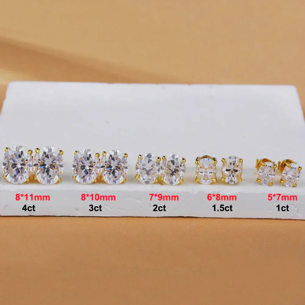 1-4ct Oval Cut Moissanite Stud Earring for Women Men D Color Sparkling Diamond 925 Sterling Silver Ear Studs Party Jewelry Gifts