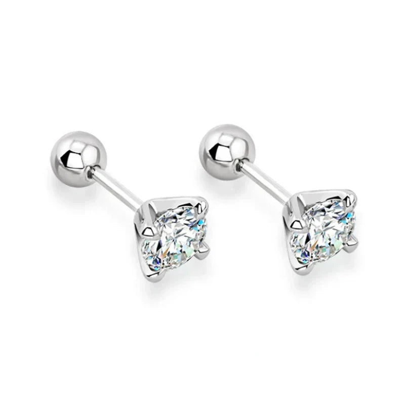 4 Prong GRA Certified 0.3-2CT D Color Moissanite Earrings for Women Men 925 Silver Plated 18K Gold Party Ear Studs Gift