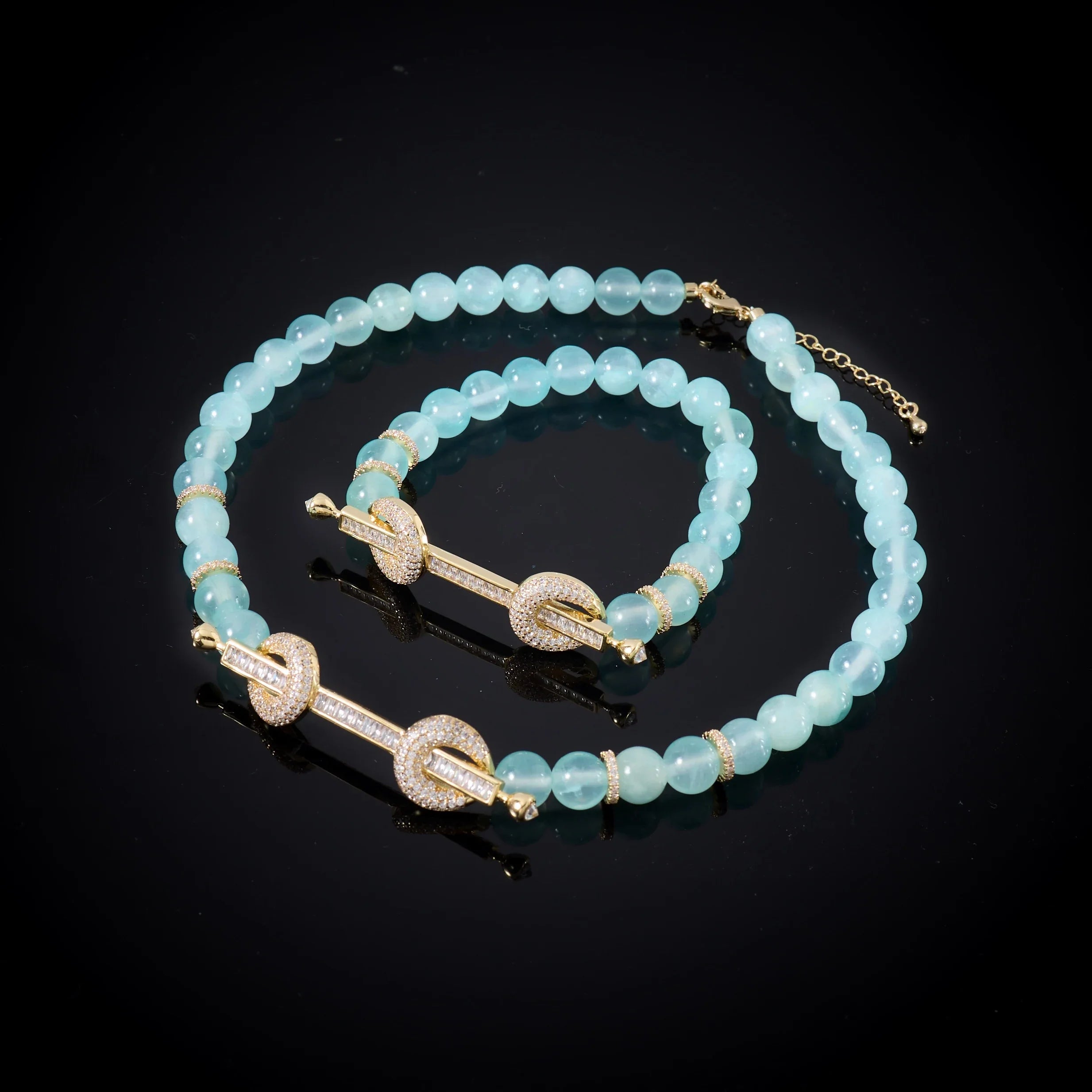 015810 Beaded Choker for Women Color Natural Stone Necklace Set Daily Wear Ceremony Engament Cocktail Party Jewelry Accessories