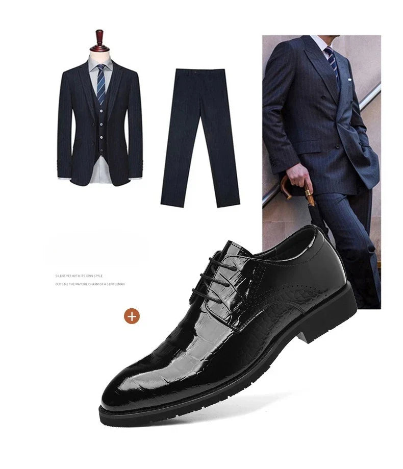 New Designer Autumn Collection British-style Men's Dress Shoes Fashion Patent Leather Commuter Shoes Male Black Casual Shoe Man