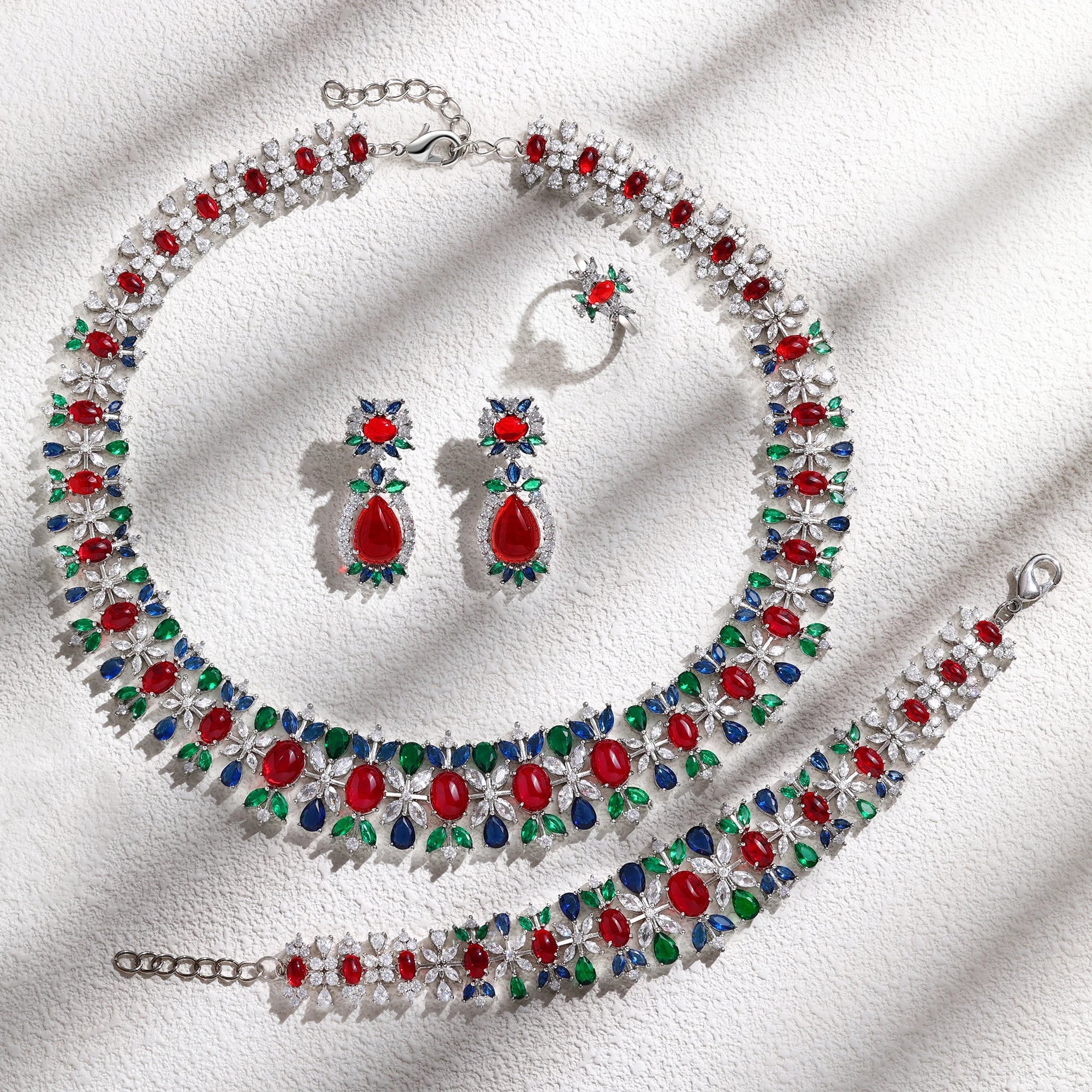 2023 New Fashion 4-Piece Turquoise Dubai Women's Wedding Jewelry Set Nigeria Africa Necklace Earring Set