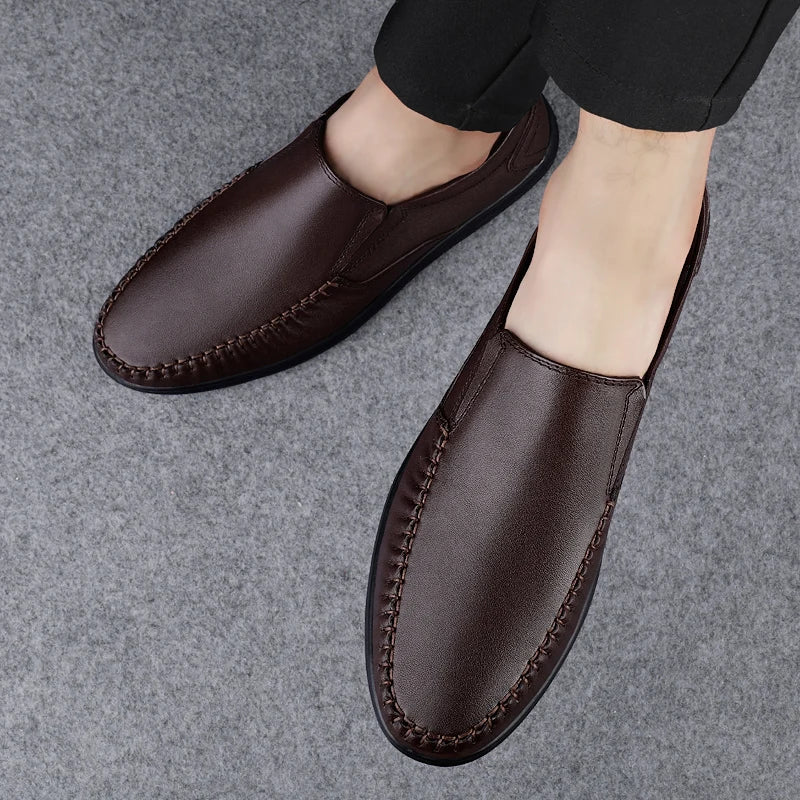 Genuine Leather Men's Loafers Soft Cowhide Men Casual Shoes Luxury Brand Male Driving Footwear Slip-on Flats Handmade Moccasins