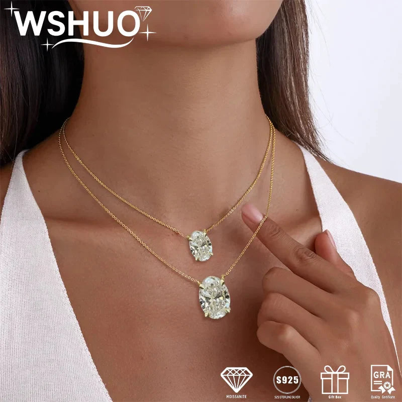 1/2/3Carat Oval Cut Solitaire Moissanite Pendant Necklace with certificate Diamond  Neckchain for women s925 silver Fine Jewelry