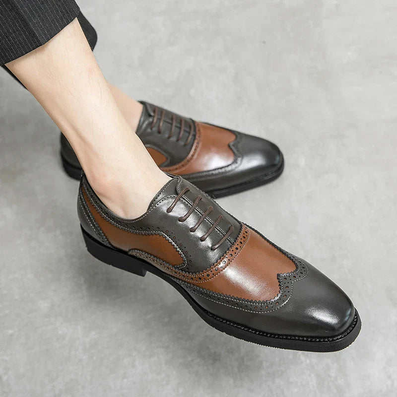 Italy High Quality Pointed Fashion Oxford Shoes Lace Up Men's Shoes Pointed Style Luxury Moccasin Casual Luxury Leather Shoes