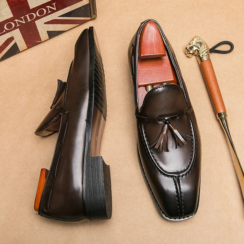 Fashion Shoe Office Shoes for Men Casual Shoes Breathable Leather Loafers Mens Driving Moccasins Comfortable Slip on 2023 Brown