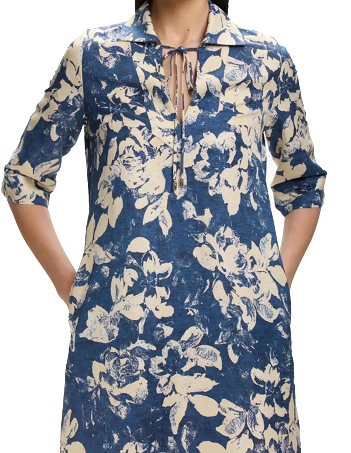 2025 Summer Fashion Women Commuting V Neck Dresses Fashion Midi Printed New Lady Straight Dress