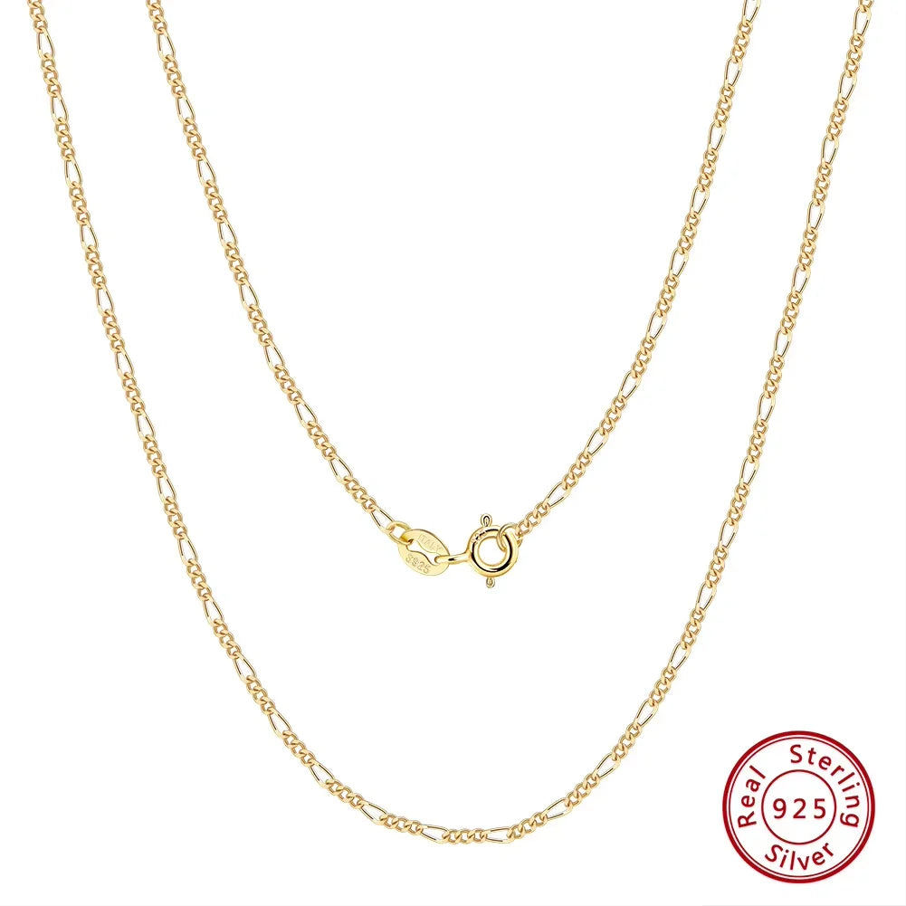 Trend 925 Sterling Silver 1.7mm 16-24 Inch Figaro Chain Necklace Figaro Link Chain Collares Minimalism Jewelry SC27