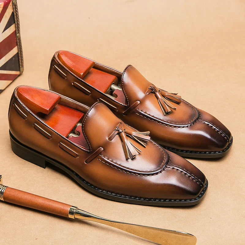 Fashion Shoe Office Shoes for Men Casual Shoes Breathable Leather Loafers Mens Driving Moccasins Comfortable Slip on 2023 Brown