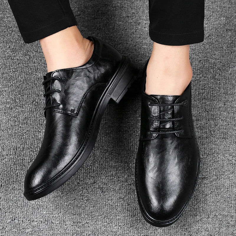 Men's Casual Shoes Genuine Leather Lace-Up Oxford Shoes For Men Fashion Sneakers Luxury Brand Male Derby Shoes Business Footwear