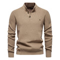 2024 Autumn Quarter Zipper Mock Neck Pullover Sweaters for Men Quality Warm Winter Cotton Knitted Men's Sweaters