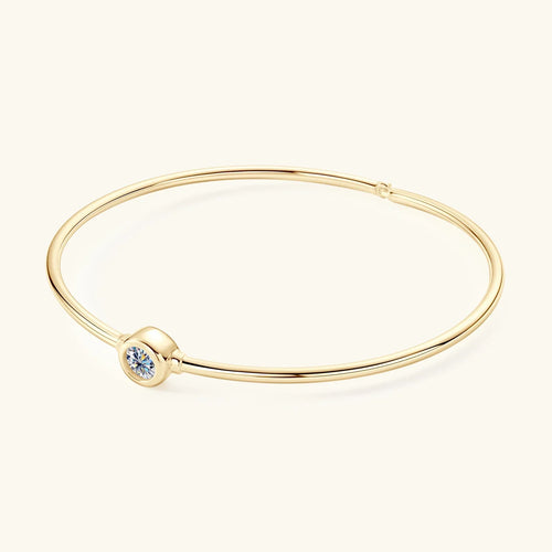 0.5CT Moissanite Bangle Bracelet 18K Gold Plated 925 Sterling Silver Classic Bangle Bezel Set Diamond Bracelet for Women Gifts