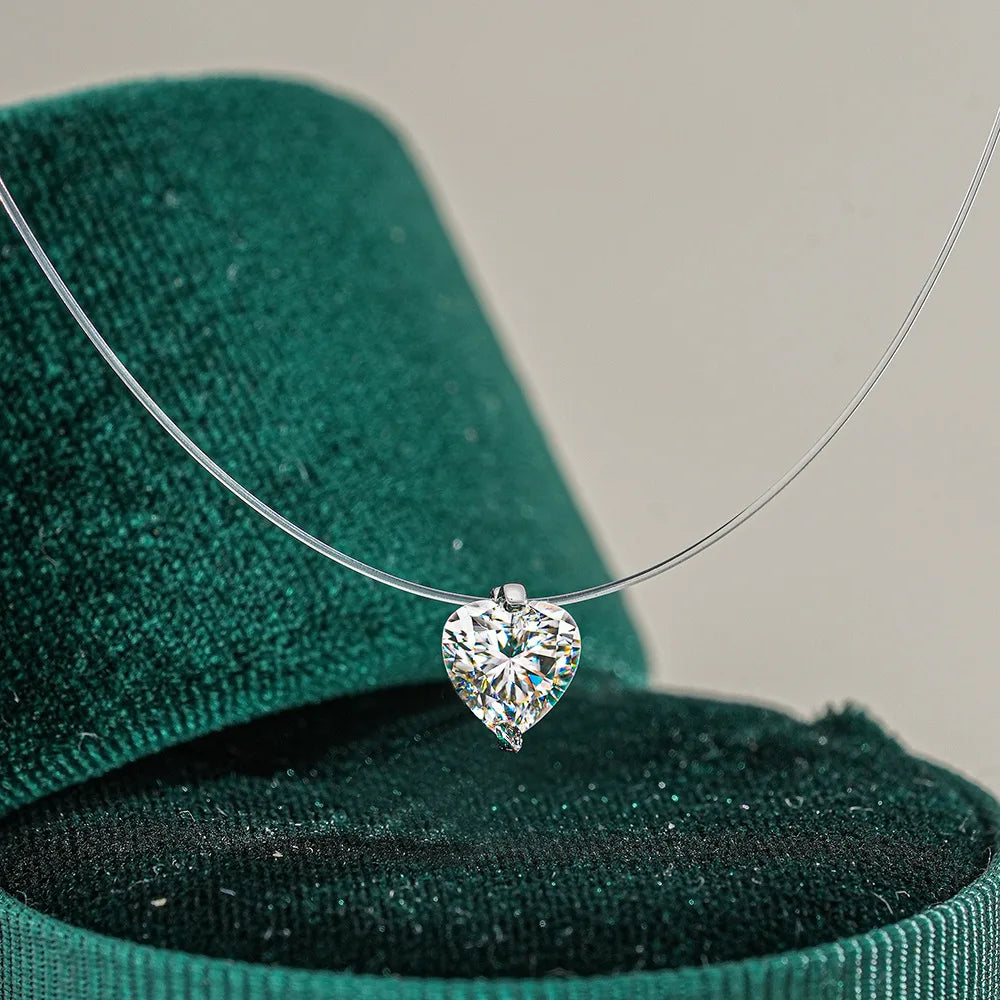 GRA Certified 1CT Marquise Cut Moissanite Pendant Necklace for Woman 925 Silver Fishing Line Water Drop Diamond Necklaces