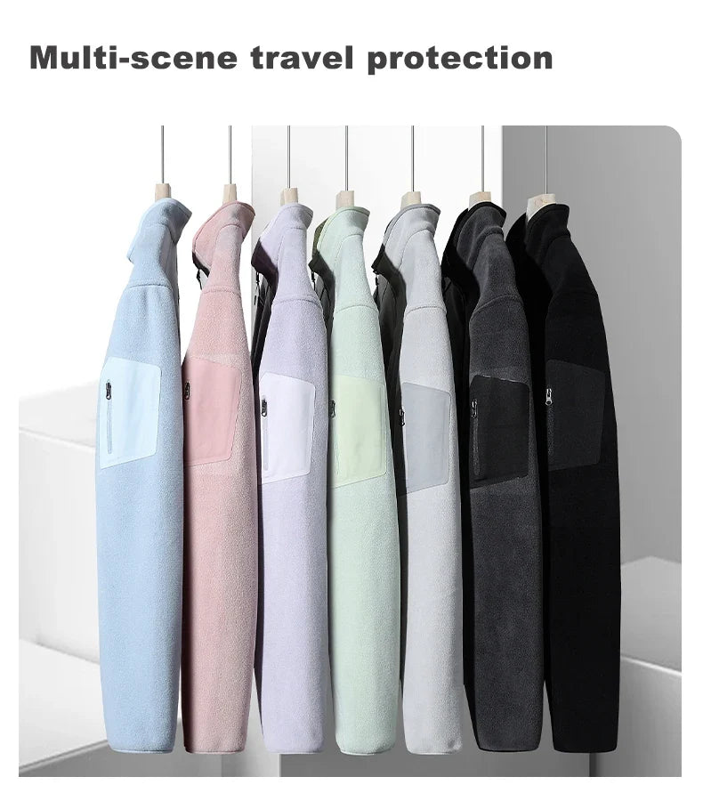 Winter Fleece Jacket Men Women Outdoor Windproof Warm Fleeced Clothing Unisex Hiking Camping Climbing Skiing Sport Coat