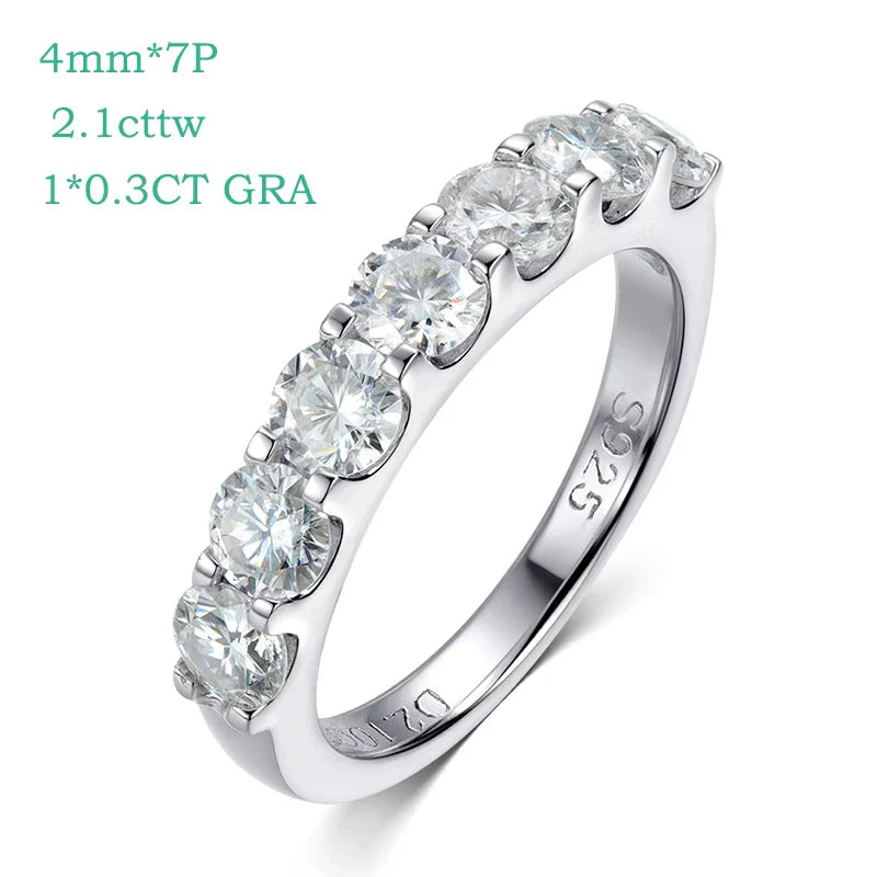 3/4mm Sparkling Moissanite Stackable Ring Certified Wedding Band for Women 100% Real Pure 925 Silver Rings Jewelry