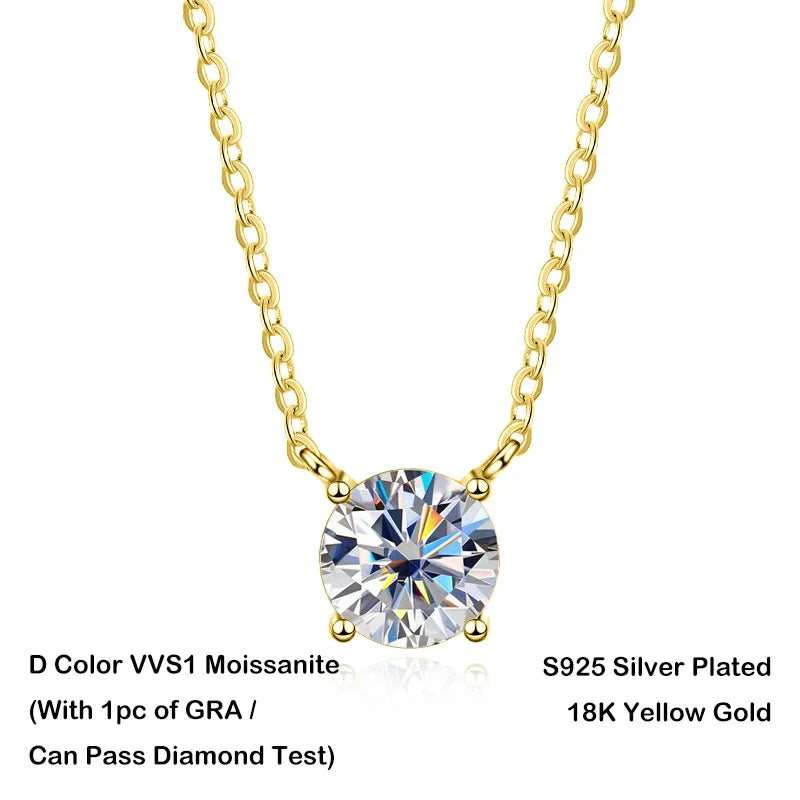 Luxury 1/2/3/5CT Real D Color Moissanite Pendant Necklace For Women Men 925 Silver Plated 18K Bridal Neck Fine Jewelry Gift