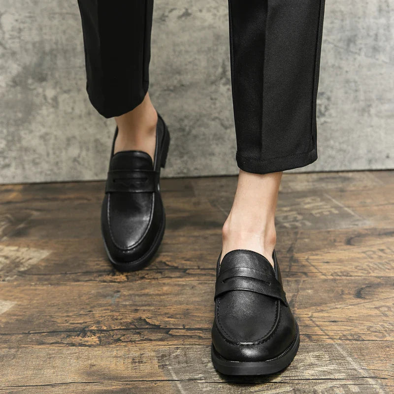 Black Men Loafers Soft Moccasins High Quality Spring Autumn Genuine Leather Shoes Men Business Office Dress Shoes Zapatos