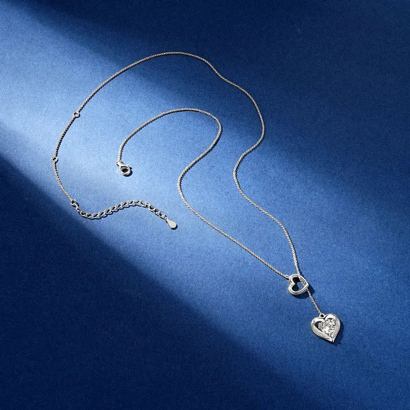 Round Moissanite Y-shape Lariat Cross Heart Infinite Pendant Necklace Chain for Women 925 Sterling Silver Jewelry Gifts