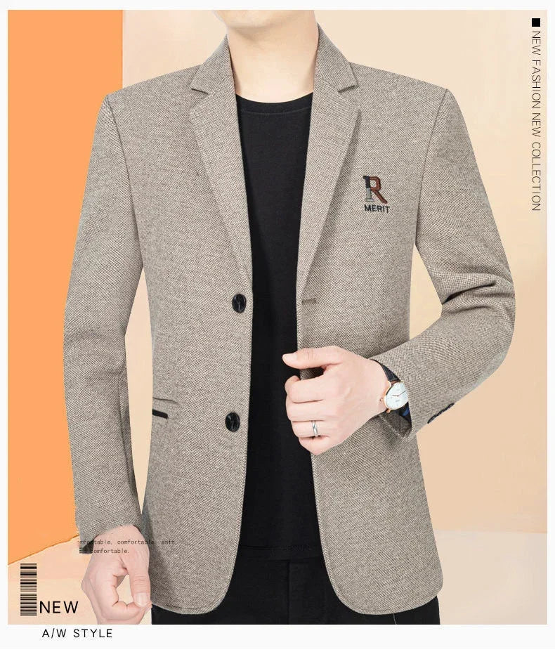 TFETTERS Brand 2026 Spring Business Blazer for Men Solid Autumn Casual Men's Jacket Blazer Fashion Single Breasted Suits Mens