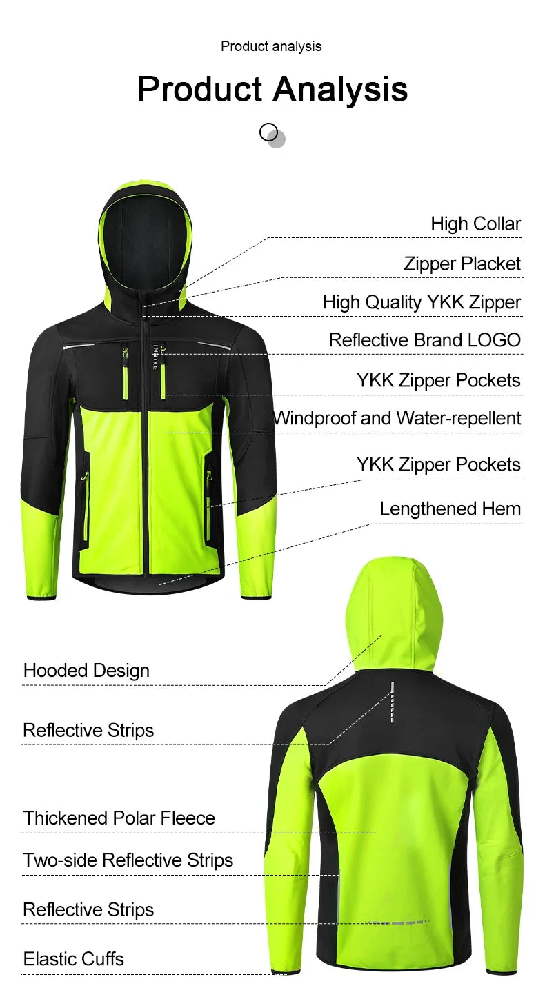 Winter Cycling Jackets Man Warm Thermal Windbreaker for Men Hooded MTB Bike Jackets for Riding Windproof Bicycle Clothing