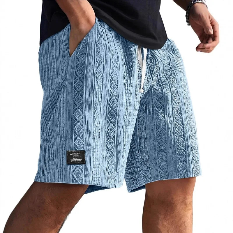 Men's Jacquard Casual Shorts Summer Harajuku Solid Sweatpants Fashion Men Short Pants Retro Men Clothes Roupas Streetwear New