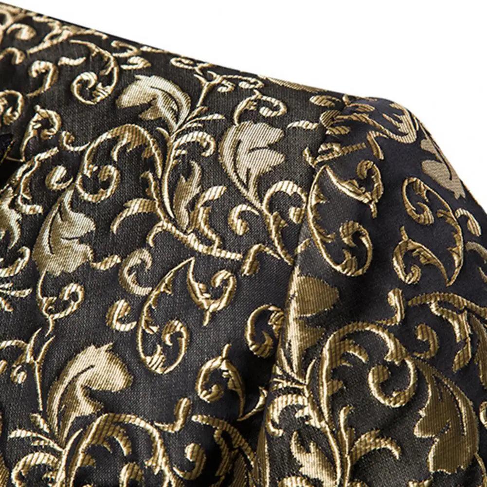 Luxury Men Jacquard Single Button Slim Fit Turndown Collar High Quality Wedding Banquet Men Jacket Coat