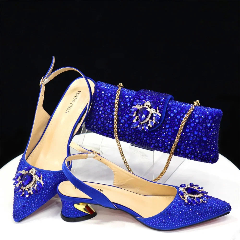Hollow Design Women Shoes Matching Bag in Champagne Color Mature for Party