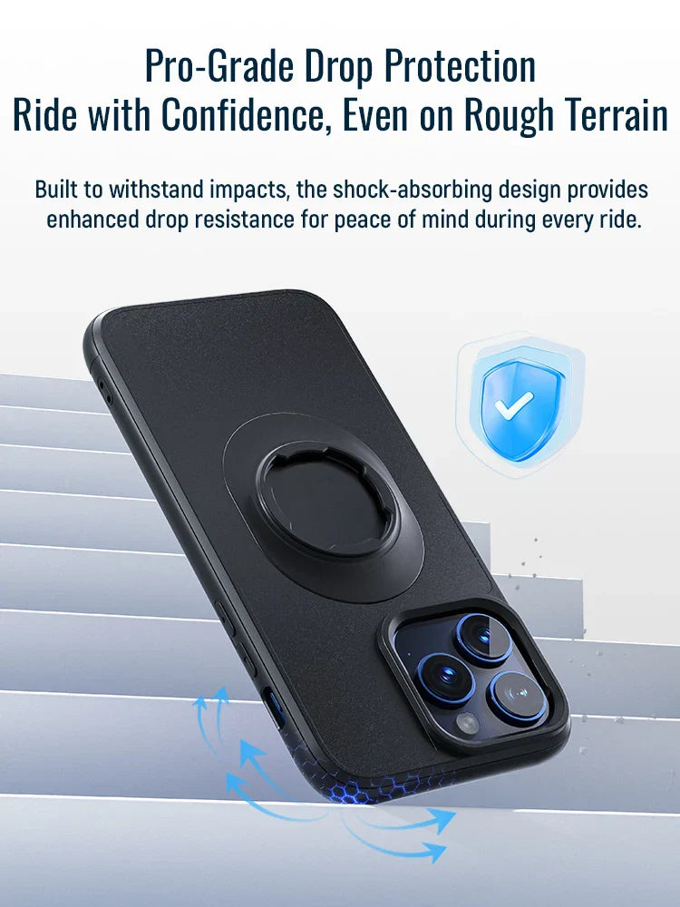 Quad-style Moto/Bike/Motorcycle/Bicycle Case for iPhone 17/16/15/14/13/12/11 Pro/Max fit Phone Holder Mount with Lock-in Design
