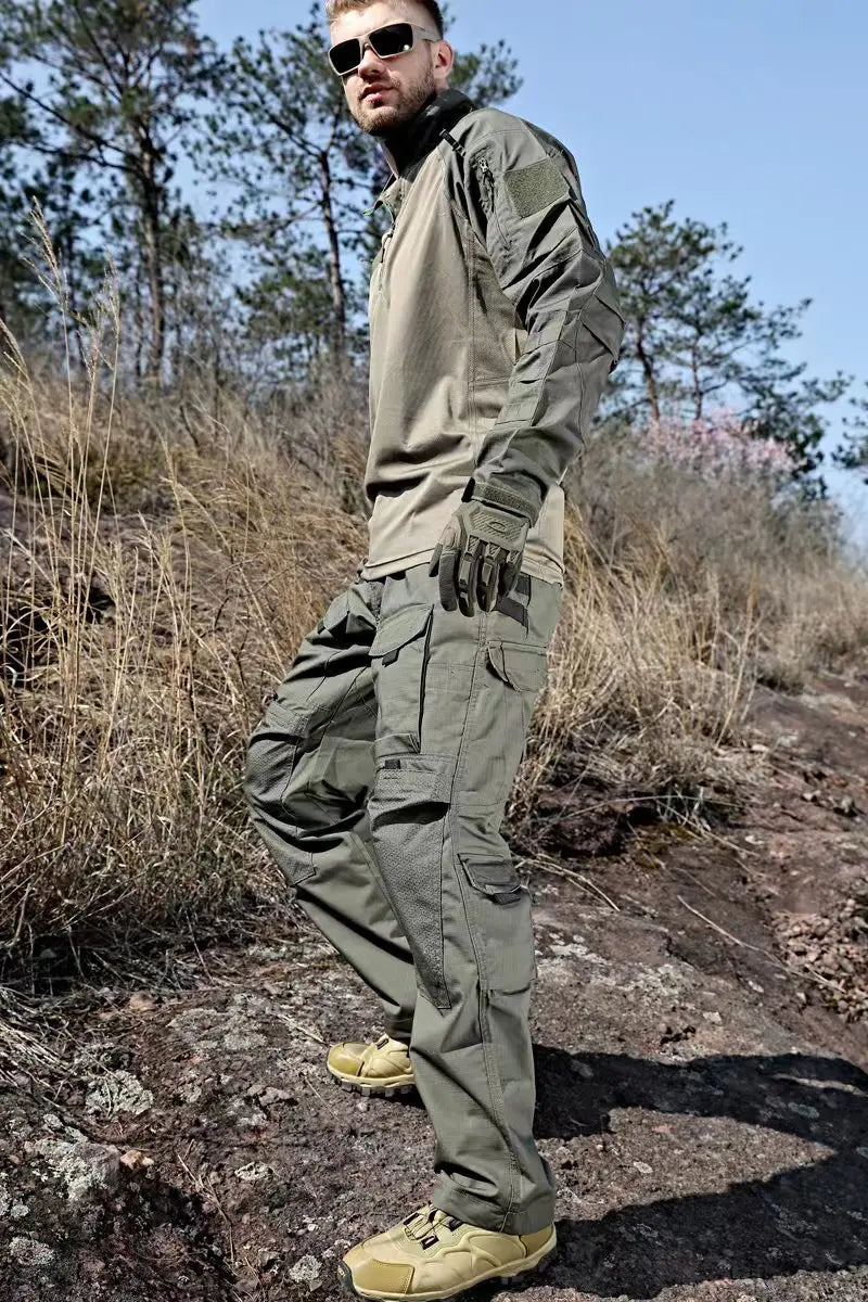 Men Military Tactics Pants Quick Dry Tactical Cargo Pants Wear-Resistant Multi-Pocket Men's Trousers Loose Combat Work Pant Male