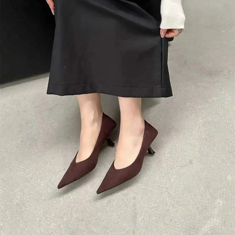 2024 Autumn Pointed Toe Women Sexy Shallow Slip On Pumps Shoes Fashion Thin High Heel Ladies Elegant Dress Shoes Mujer