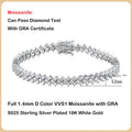 2025 New In Real D Color Full 1.4mm Moissanite Tennis Bracelet For Women S925 Silver Diamond Link Chain Bracelets Wholesale