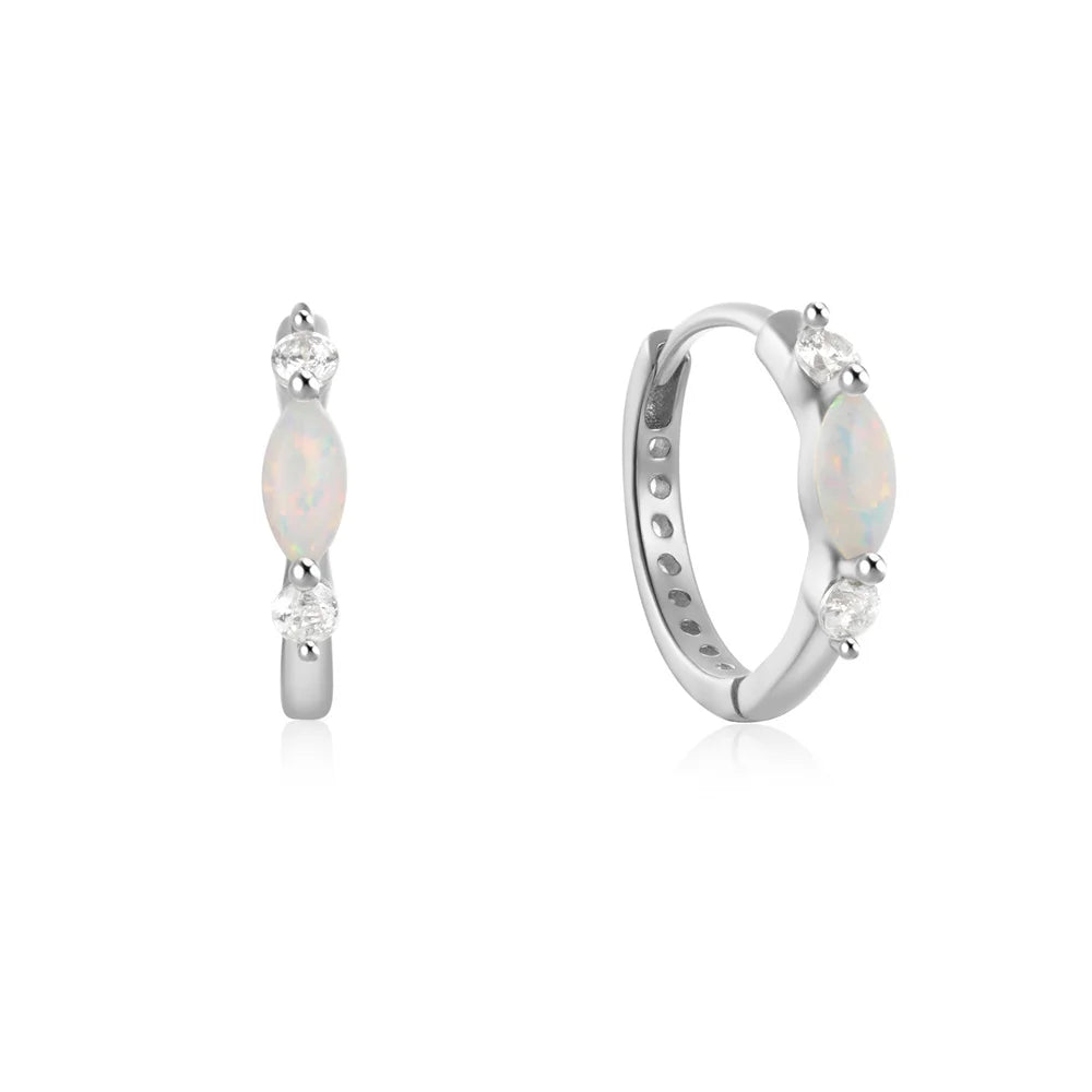 925 Sterling Silver White Zircon Opal Earrings For Women Girl Wedding Engagement Jewelry Delicate Ear Buckle jewelry