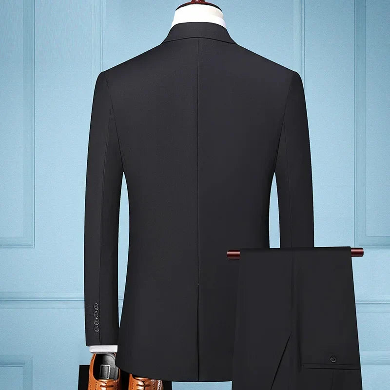 The New Store Offers Discounted Prices  Casual Formal Business Men's Fashionable Gentleman Solid Color All-season Fitted Suit