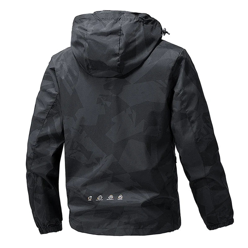Softshell Outdoor Jacket Men Zip Up Hooded Waterproof Jacket Hiking Camping Windbreaker Lightweight Spring Autumn Coats