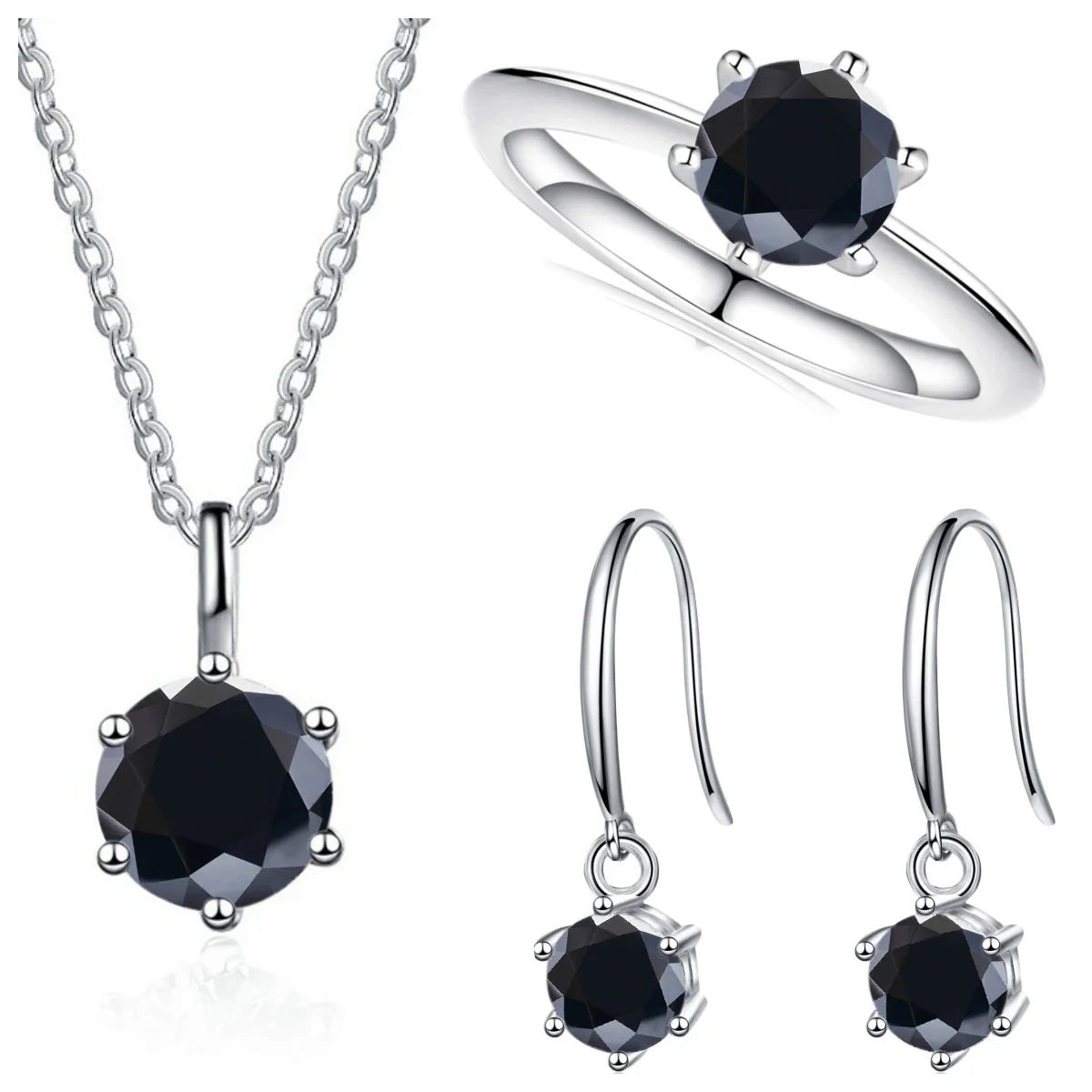 Total 2.5ct Solitaire 925 Sterling Silver moissanite Jewelry set for charm lady  for Women Fine Jewelry dating party gift