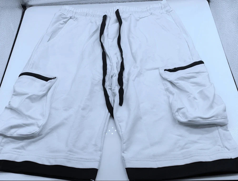 Men‘s Cargo Shorts Cotton Workout Fitness Shorts Breathable Jogger Training Gym Bodybuilding Multi Pocket Thick Shorts