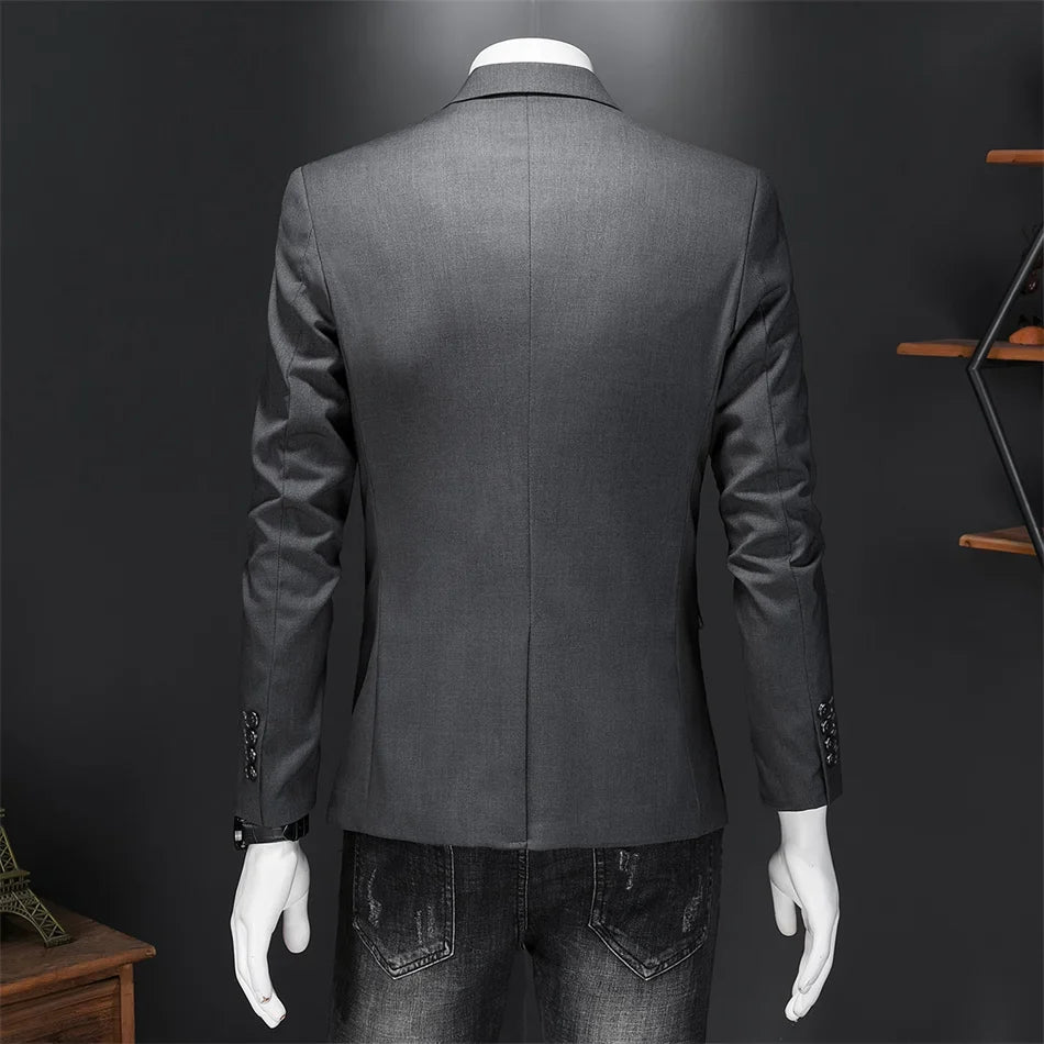 Plus Size 6XL-M Fashion Mens Solid Color Suit Jacket High Quality Business Slim Fit Casual Blazers Formal Social Wedding Tuxedo