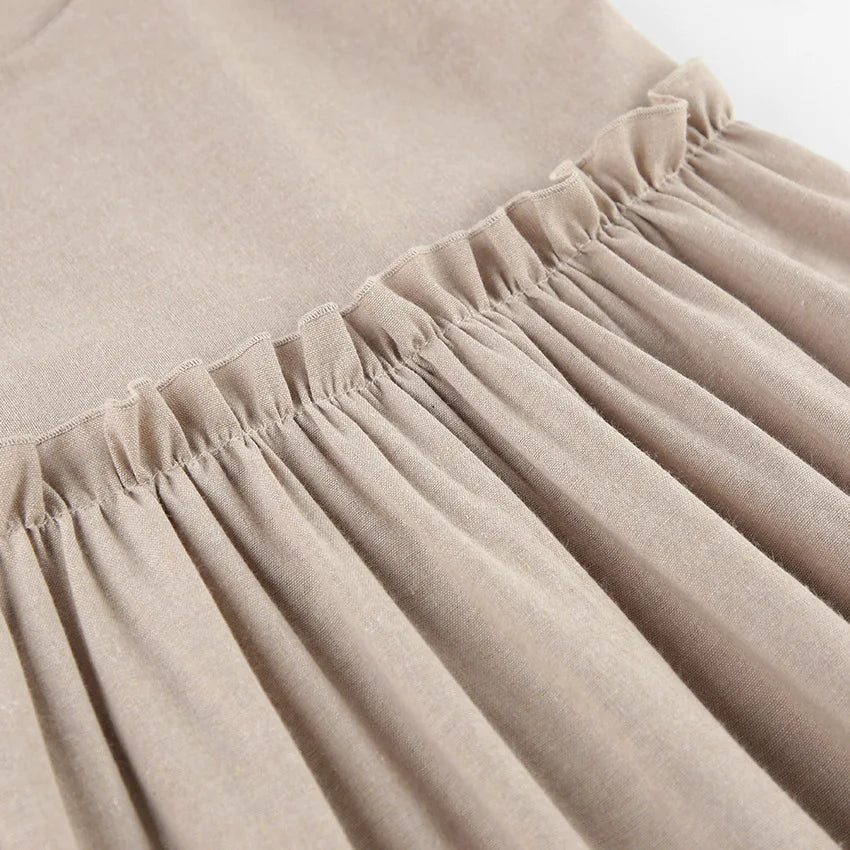 Women's Cotton Linen Spaghetti Strap Mini Dress Summer Loose A-Line Beach Vacation Dress Female Fashion Streetwear Dress