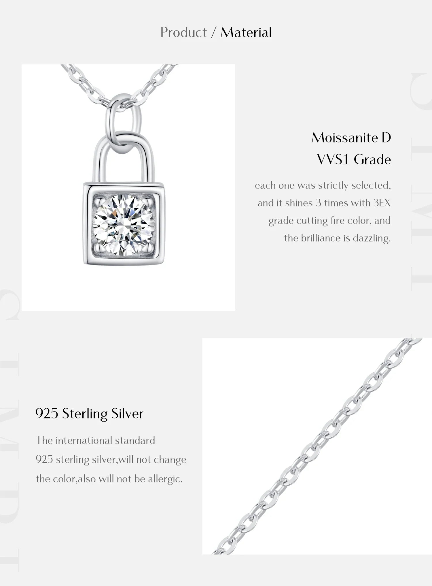 0.5 Carat D Color Moissanite Lock Pendant Necklace For Women 925 Sterling Silver Party Stackable Fine Jewelry With Boxes