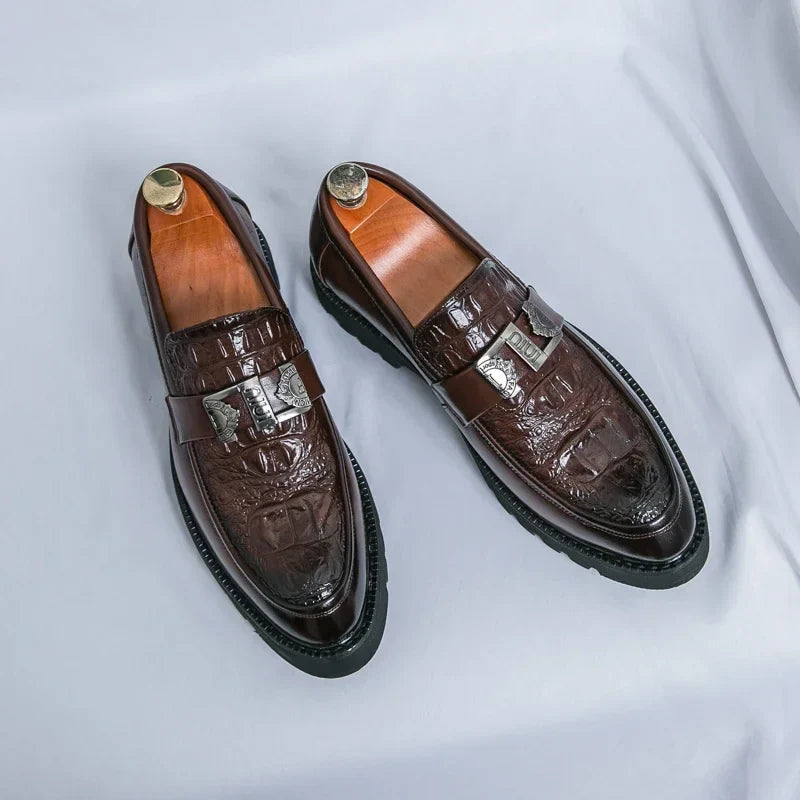 Mens Loafers Party Business Thick Soled Men Leather Shoes Dress Platform Shoes Comfortable Fashion New Casual Shoes for Men