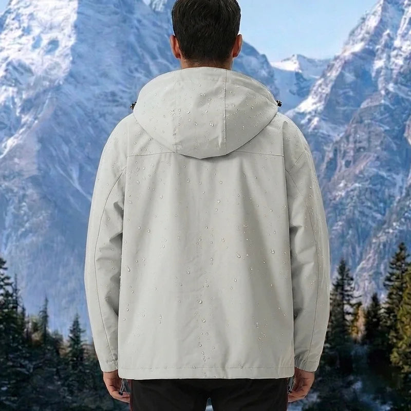 Men's Outdoor Jacket Waterproof Windbreaker Sports Climbing Trekking Multiple Pockets Skiing Softshell Zipper Hooded Jackets