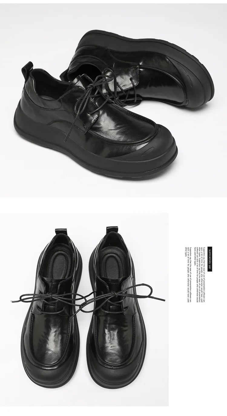 Spring New Designer Business Casual Shoes for Men Black Genuine Leather Shoes Male British Style Soft Sole Fashion Shoe Man