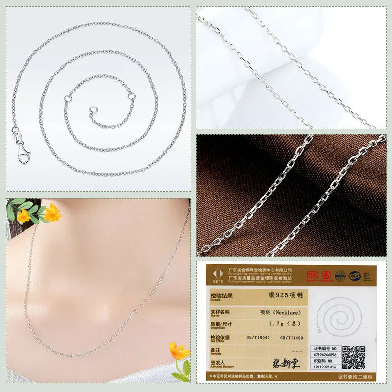 Rose Gold Color 925 Sterling Silver Necklace Chain Lobster Clasp Simple Chain Fashion Necklace Basic Jewelry 45cm
