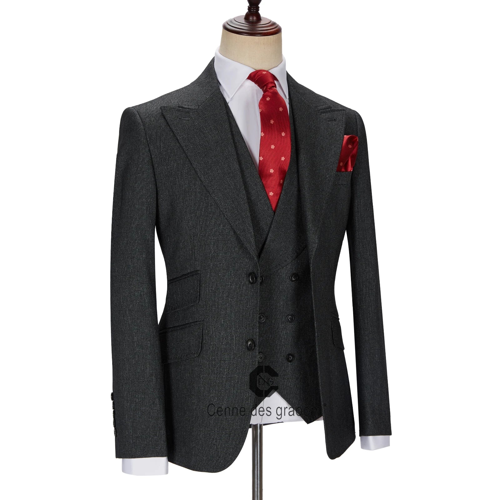 ( Jacket + Vest + Pants ) New Grey Men Suits Tailor-Made Costume Wedding Groom Party Casual Business Formal