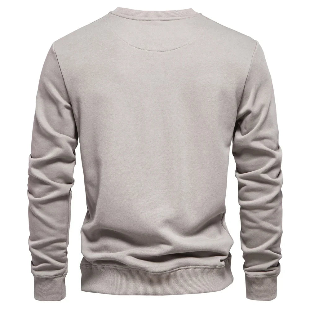 Cotton-blend Mens Crew Neck Solid Color Sweatshirts Pullover Casual Sport Sweatshirt for Men
