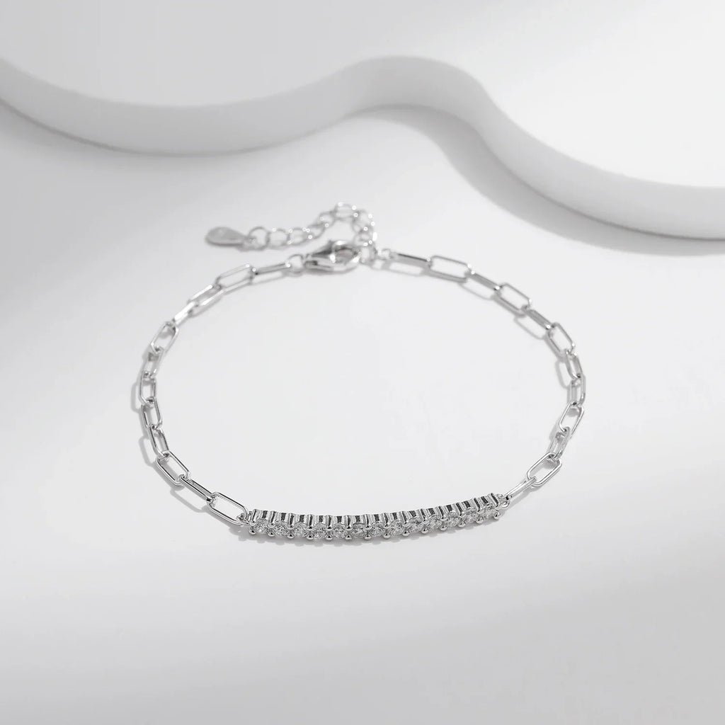 Sparkling D Color Moissanite Bracelet 925 Sterling Silver Lock Stackable Trendy Bracelets For Women Jewelry With Gift Box