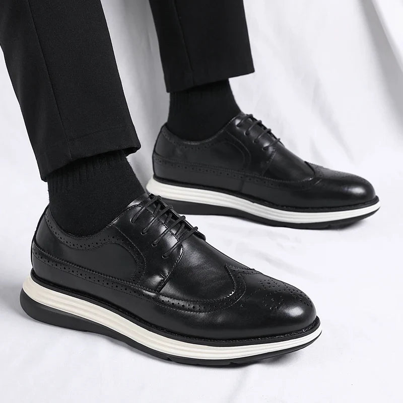 High End British Style Office Business Dress Shoes Men's Casual Leather Thick Soled Simple Walking Shoes Fashion Oxford Shoes