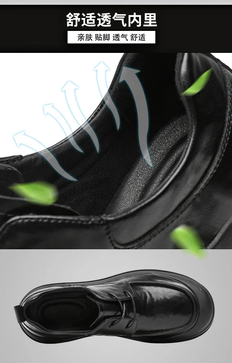 Spring New Designer Business Casual Shoes for Men Black Genuine Leather Shoes Male British Style Soft Sole Fashion Shoe Man
