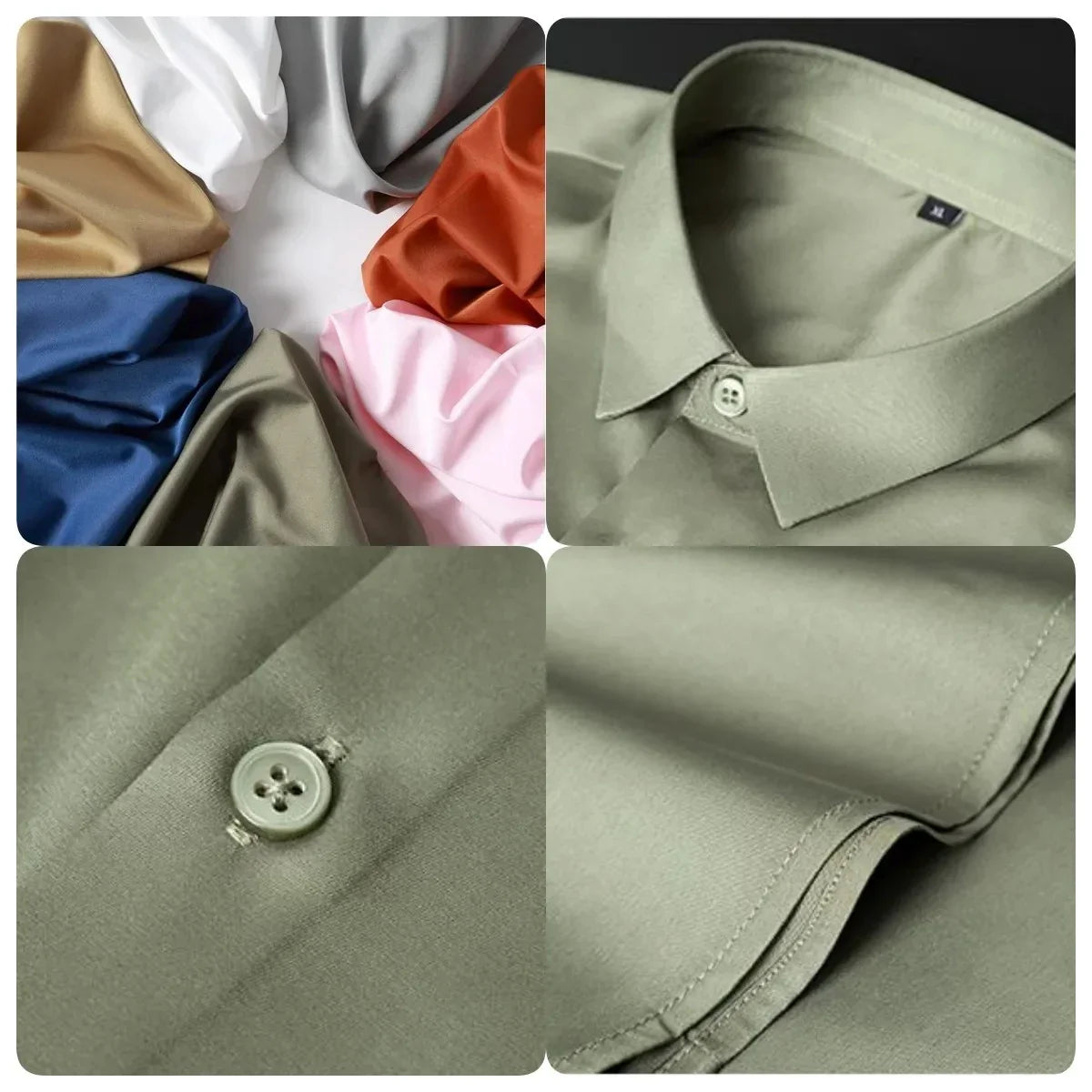New Spring Summer Men's Shirt Non-Ironing Anti-Wrinkle Business Casual Solid Color Smooth Business Short Sleeves Work Shirt 5XL